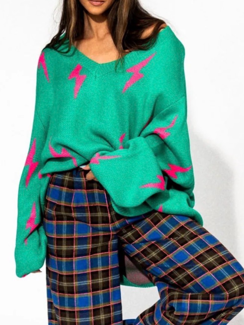 NWT Dressed in LALA Ultra Lala Oversized Lightning Bolt Knit size large